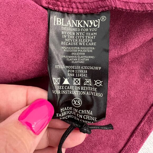 Blank NYC Free People XS Twist Shout Vegan Leather Suede Jacket Pink Fringe NWT - Picture 12 of 16